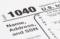 Closeup of IRS Tax Form 1040